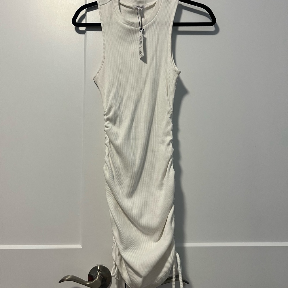 Garage White Ruched Mini Dress